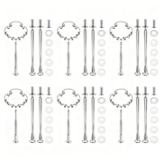 Set di espositori per torte, a 3 livelli, con 6 supporti, color argento, in metallo