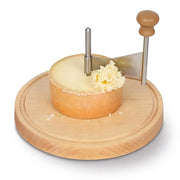 Affettatrice per formaggio con manovella, base in legno, specifica per il formaggio Tête de Moine