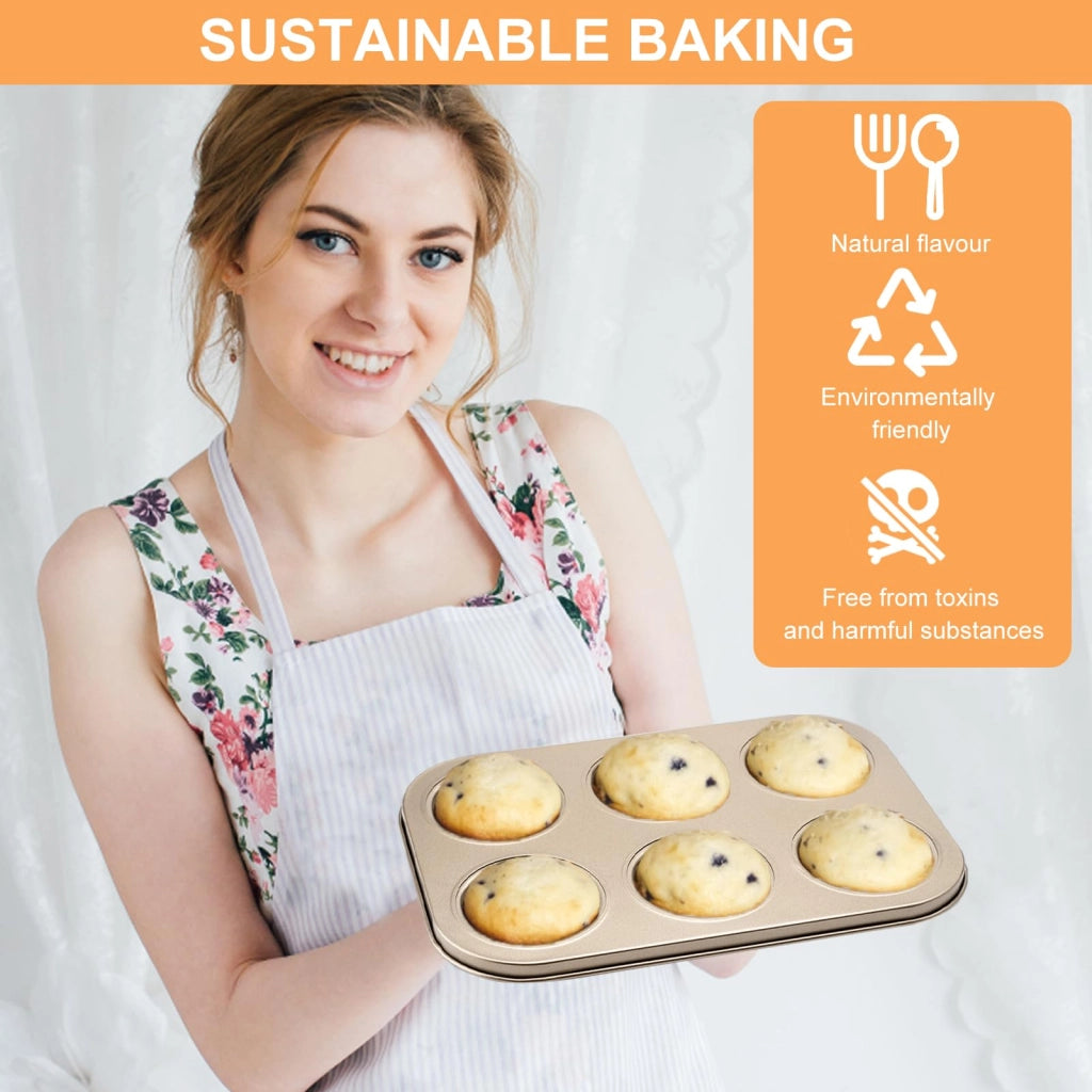 Set da 2 teglie per muffin Acciaio al carbonio, antiaderenti, dimensioni 26,5 x 18,5 cm