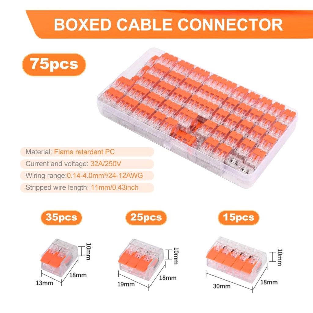 75 connettori per cavi da 4 mm², morsetti per cavi con 2, 3 o 5 conduttori