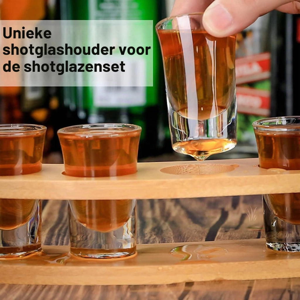 Set di 6 bicchieri da degustazione, capacità 30 ml, in vetro e metallo, forma rotonda, ideali per liquori e whisky