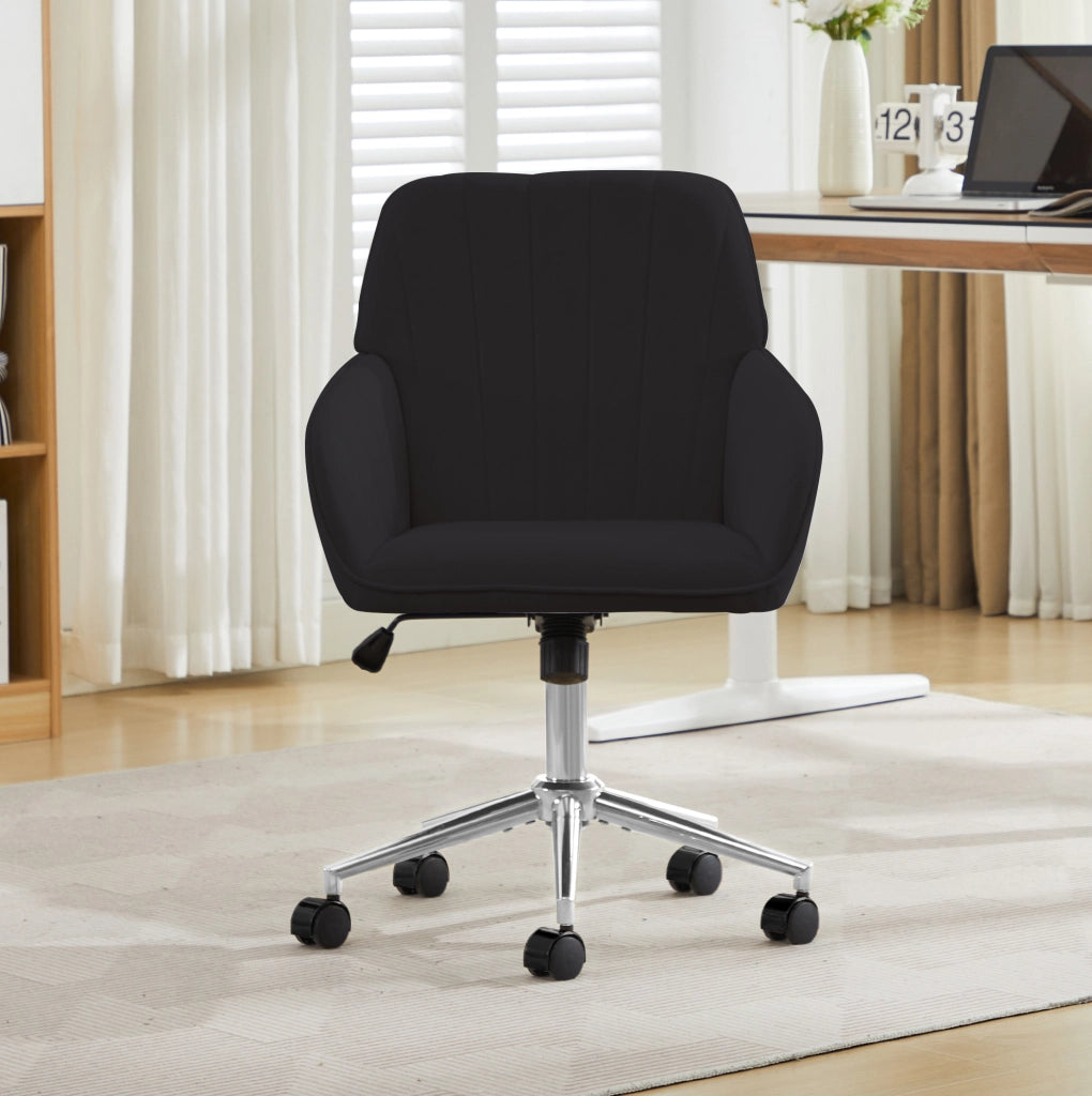 Sedia da ufficio ergonomica nera in velluto, regolabile in altezza, per smart working