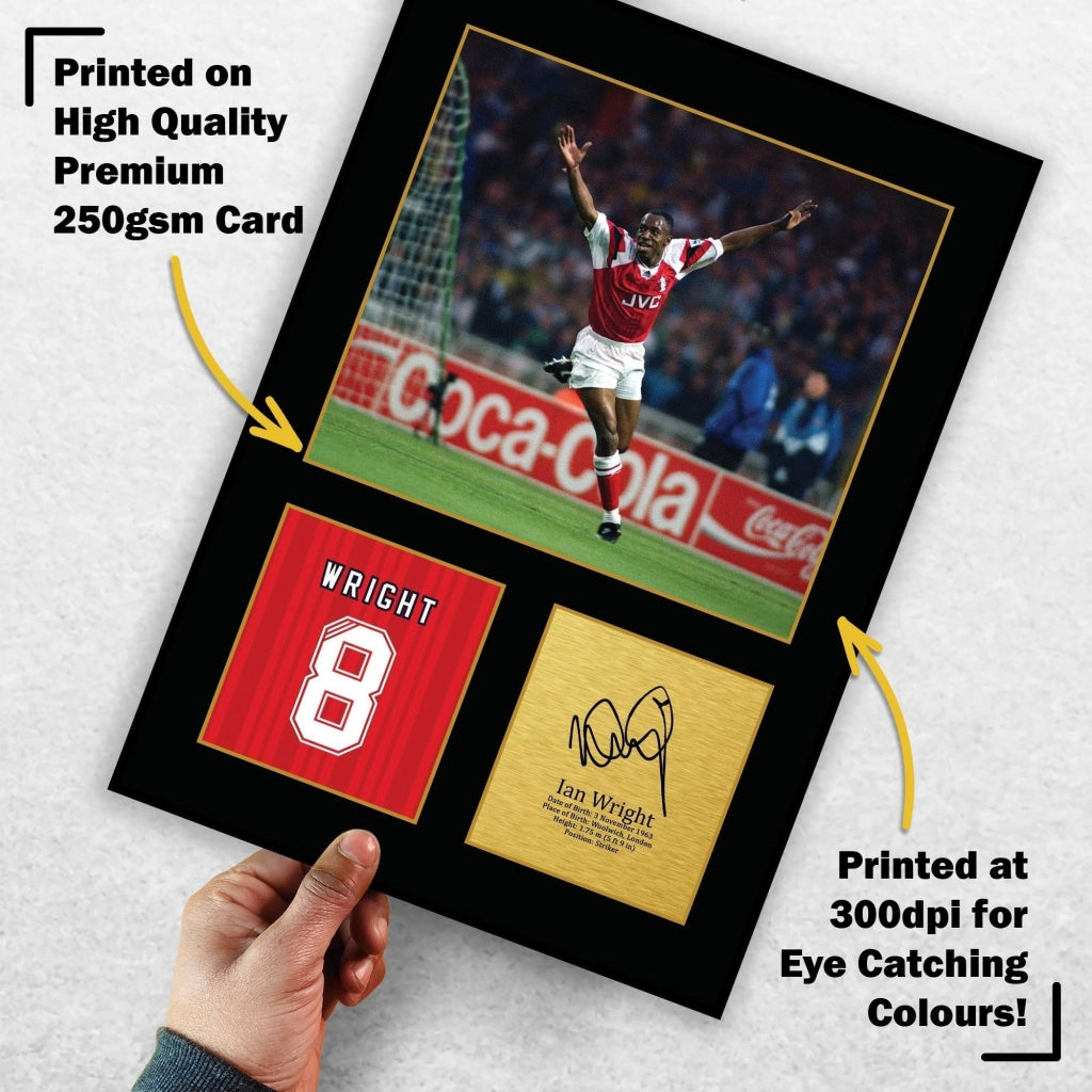 Foto autografata di Ian Wright, formato A4, 297x210 mm, poster, regalo per appassionati di calcio