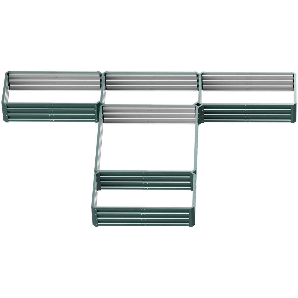 Set da 5 Fioriere da Giardino e Orto Rialzato in Acciaio Verde Modulabile e Robusto per Piante Fiori e Verdure