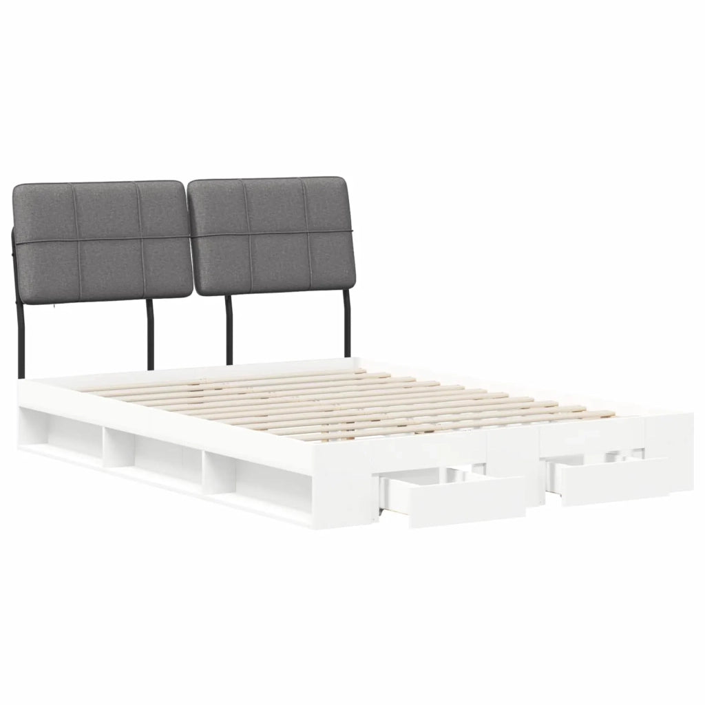 Letto matrimoniale con testiera Bianco e Grigio Chiaro 3440510