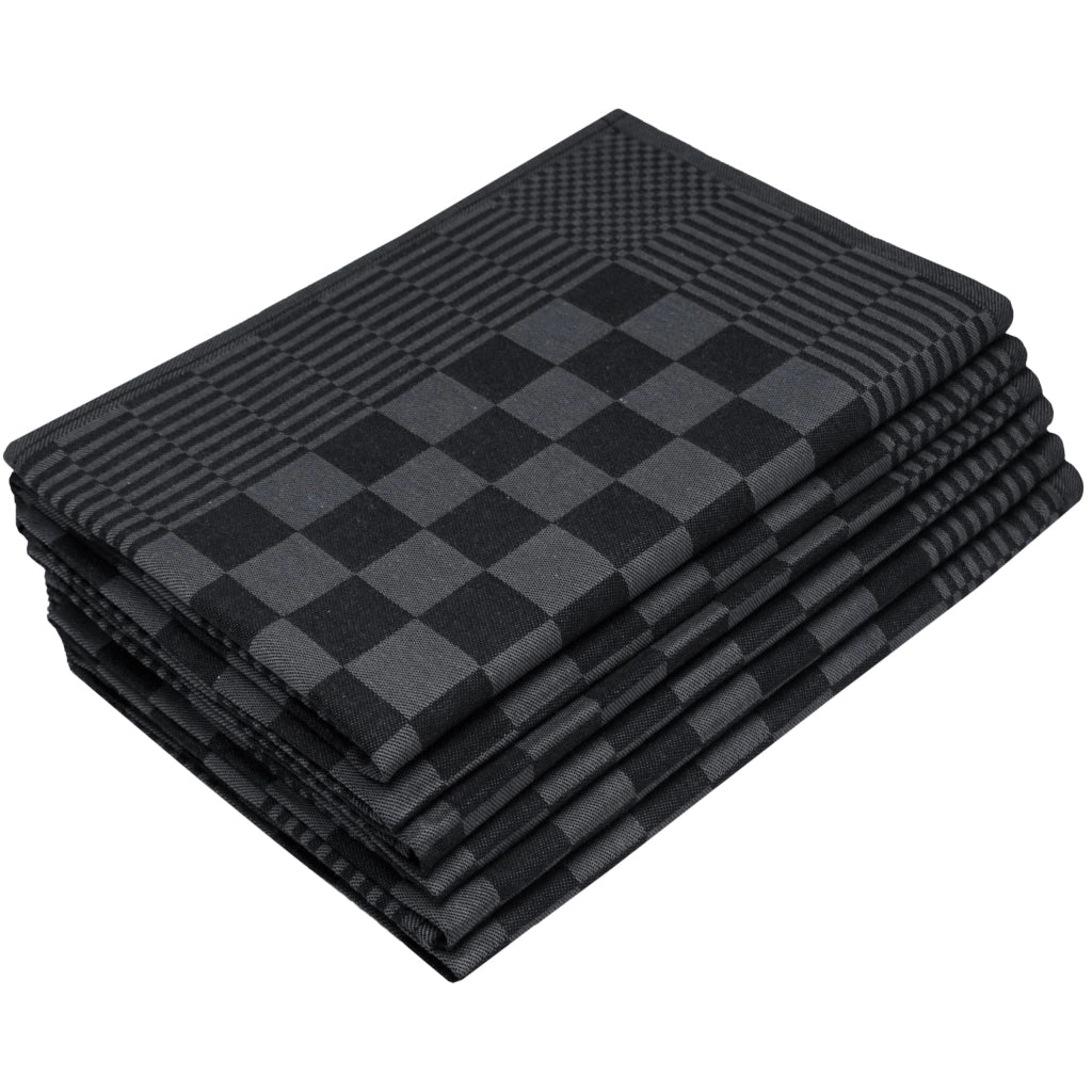 6 strofinacci da cucina, 65x65 cm, 100% cotone, 236 g/m², colore nero