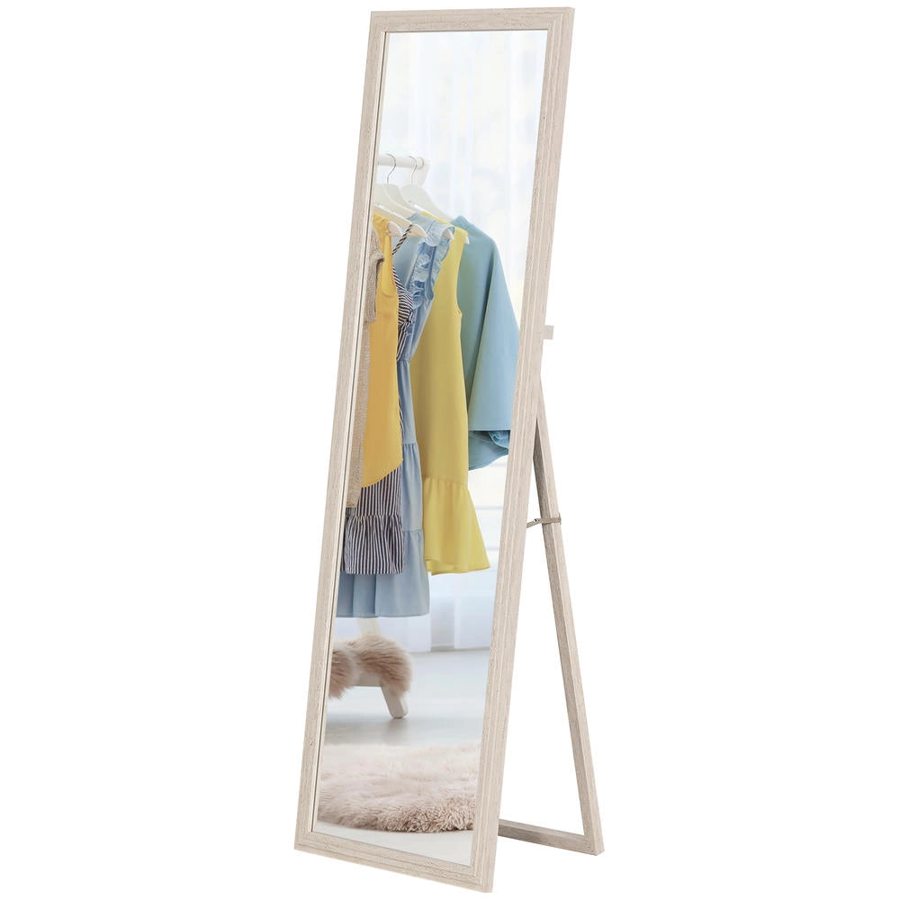 Specchio a figura intera 160 x 50 cm da terra e da parete, rettangolare con cornice, bianco, per camera da letto