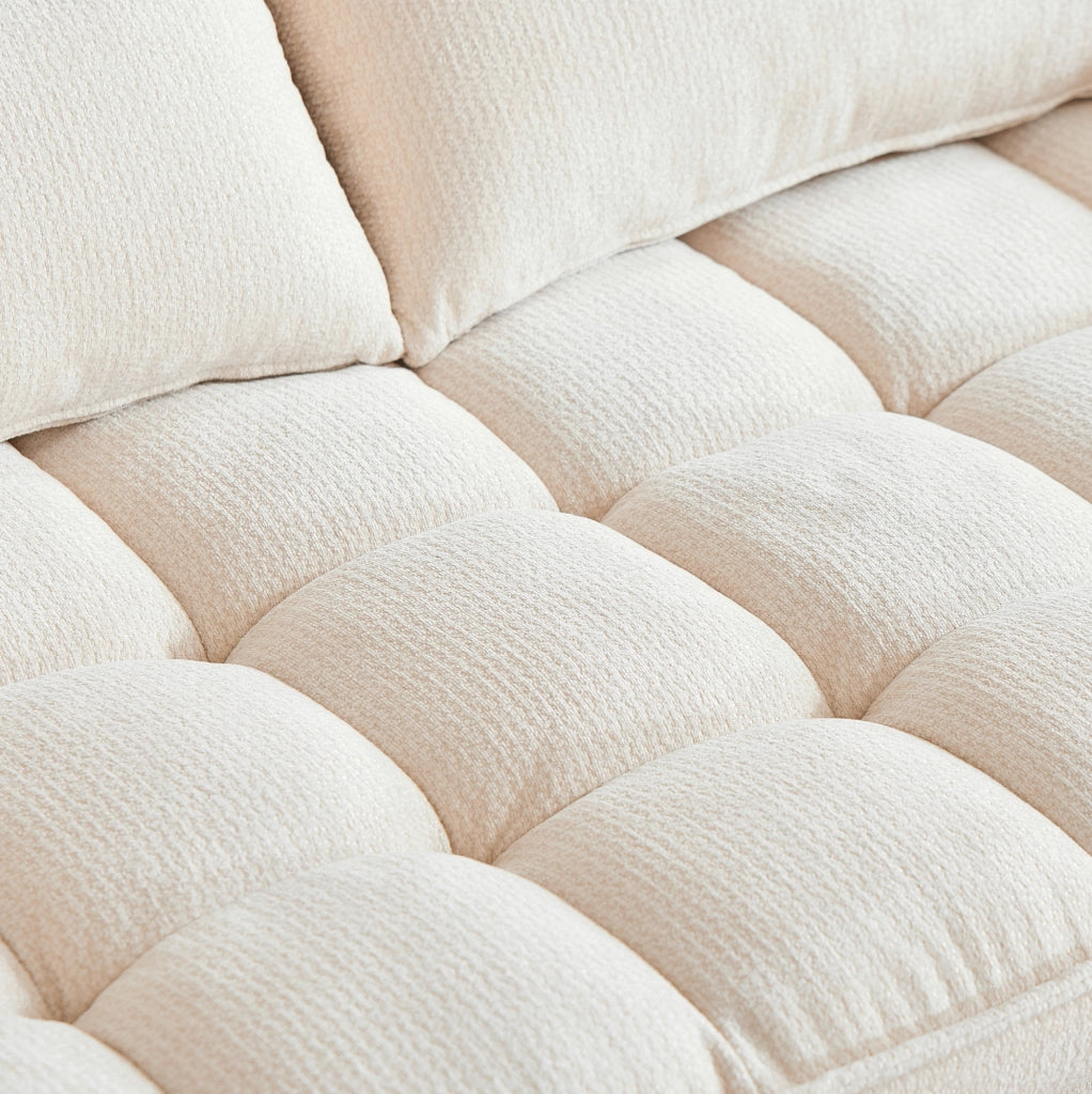 Divano letto a 3 configurazioni beige, 142 cm, con portaoggetti