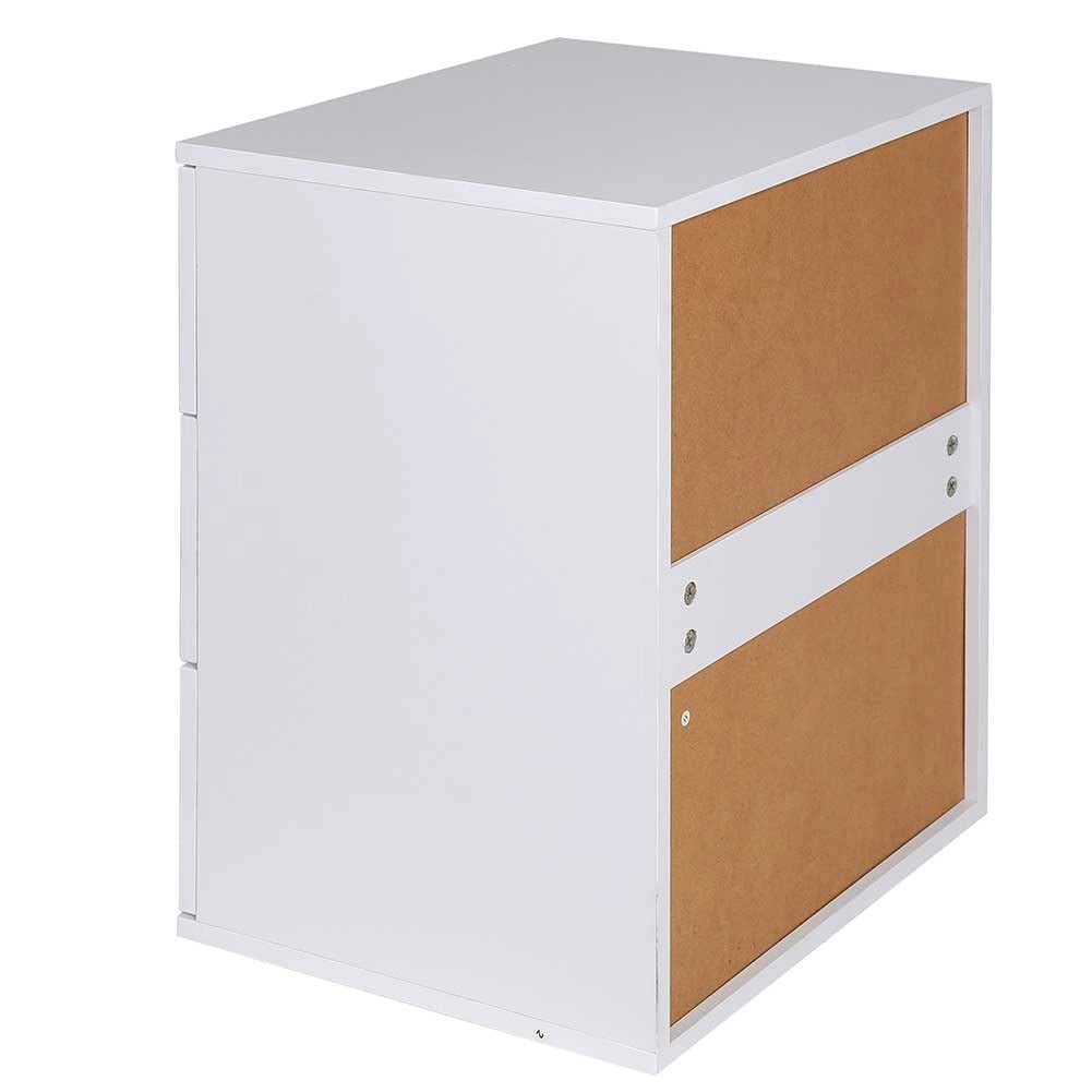 Comodino con 3 cassetti, in legno MDF, bianco, dimensioni 61x40x46 cm