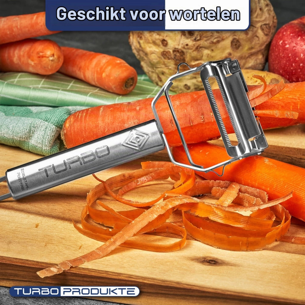 Pelapatate a doppia lama 2-in-1: pelapatate e affettatrice per julienne, in acciaio inossidabile