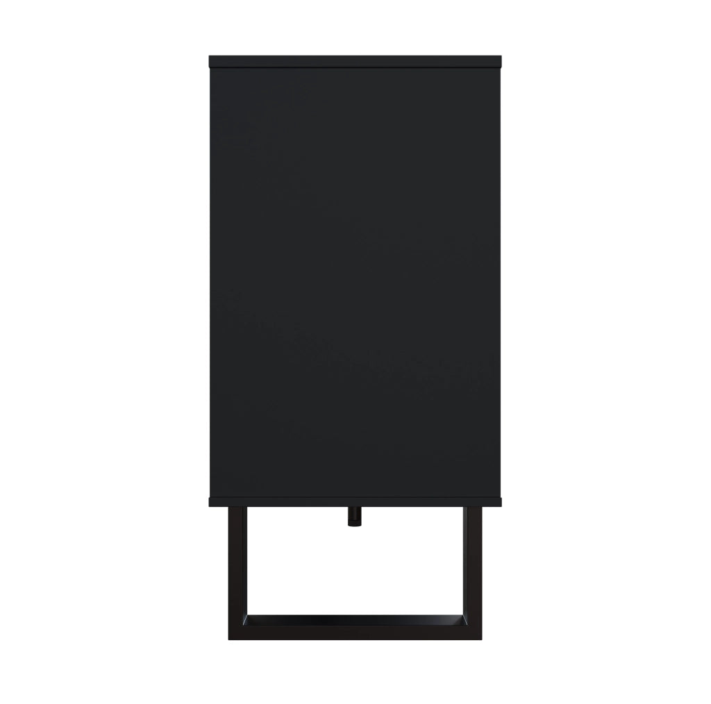 Mobile TV 160x38x75 cm in PB e MDF nero e naturale con ampio spazio contenitore