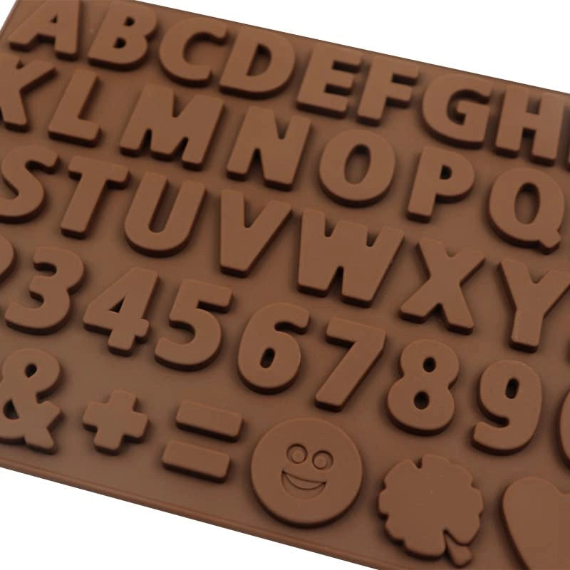 Forme in silicone a forma di lettere e numeri, 43 scomparti, 18x13 cm