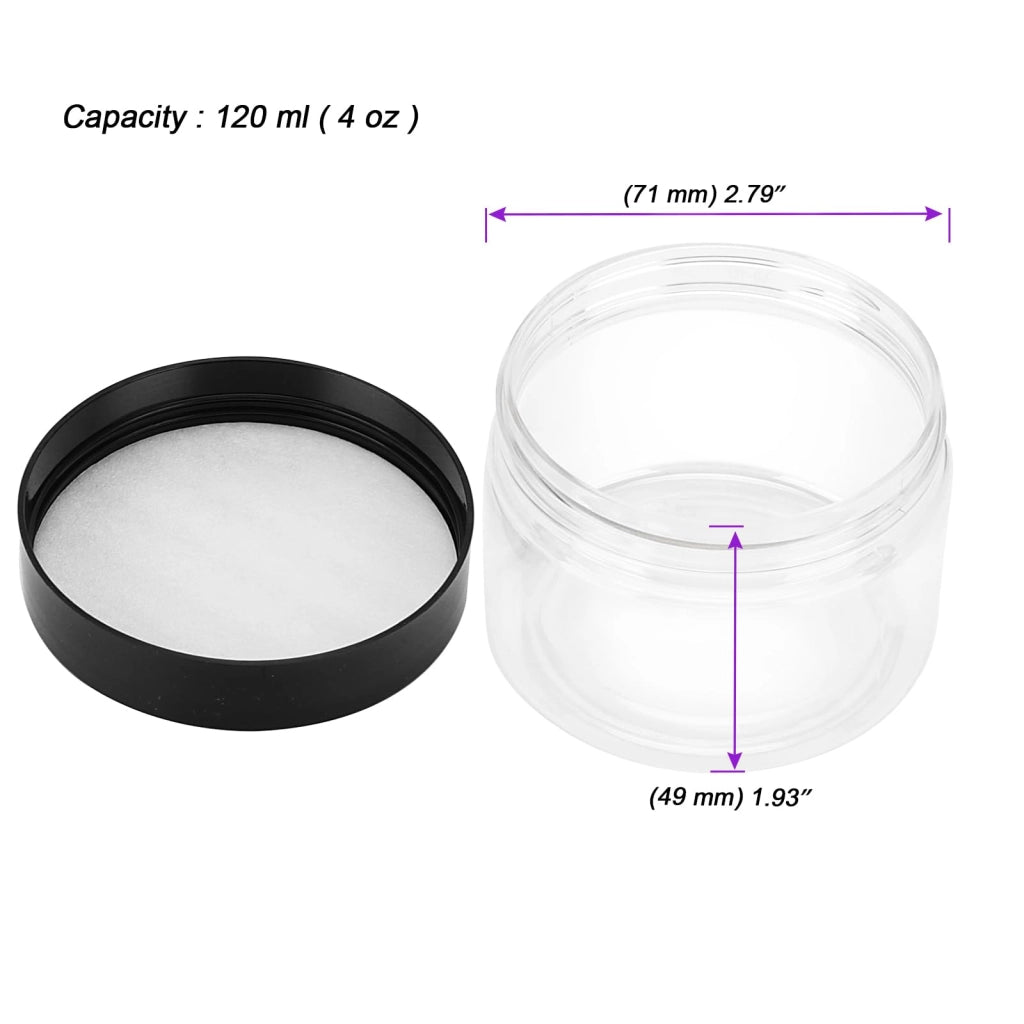 Set di contenitori per alimenti, 46 pezzi, capacità 120 ml, in plastica trasparente con coperchio nero