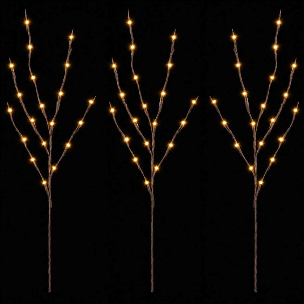 Rami di rame natalizi con LED 3 pz Marrone 62 cm Acciaio 60 LED 42055397
