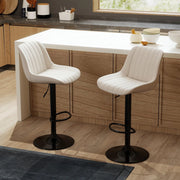 Set di 2 sgabelli da bar girevoli, in ecopelle, regolabili, color beige