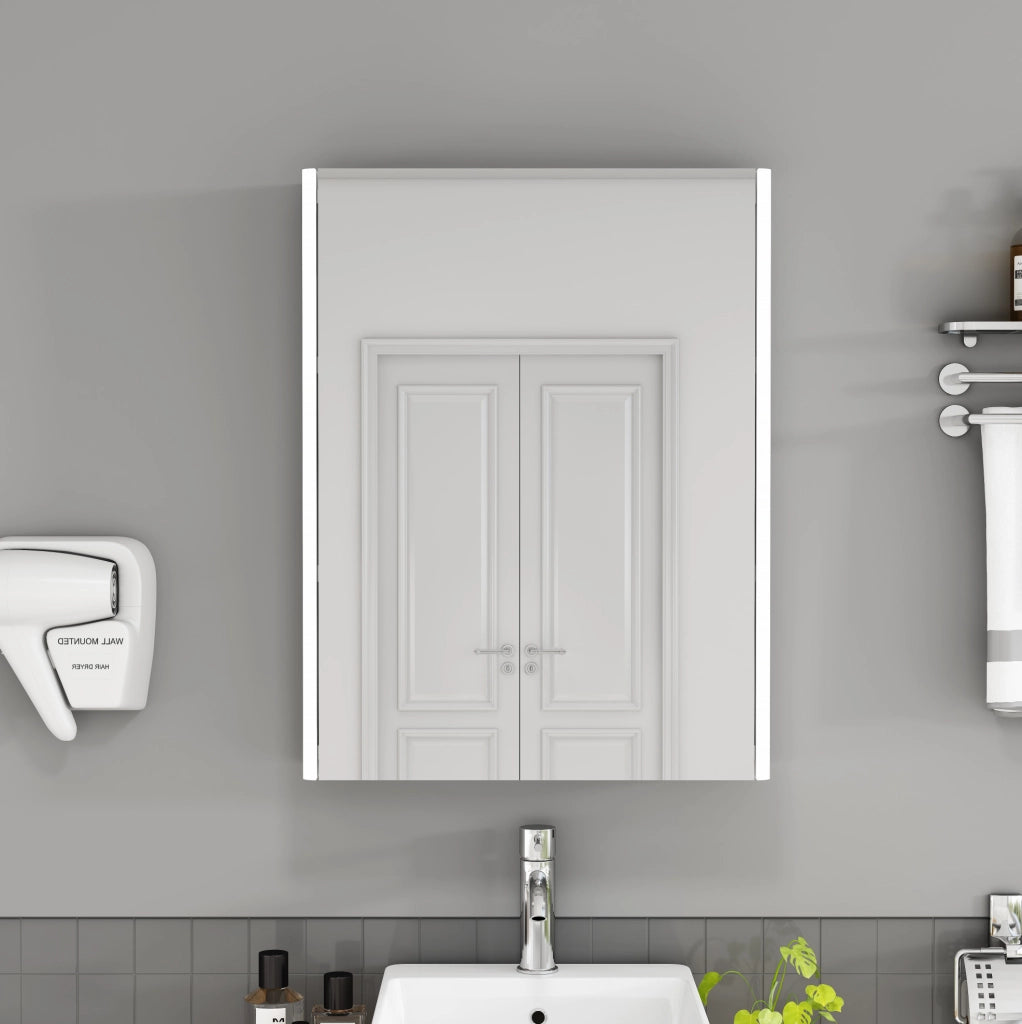 Armadietto a specchio da bagno bianco da 50 cm con luci LED