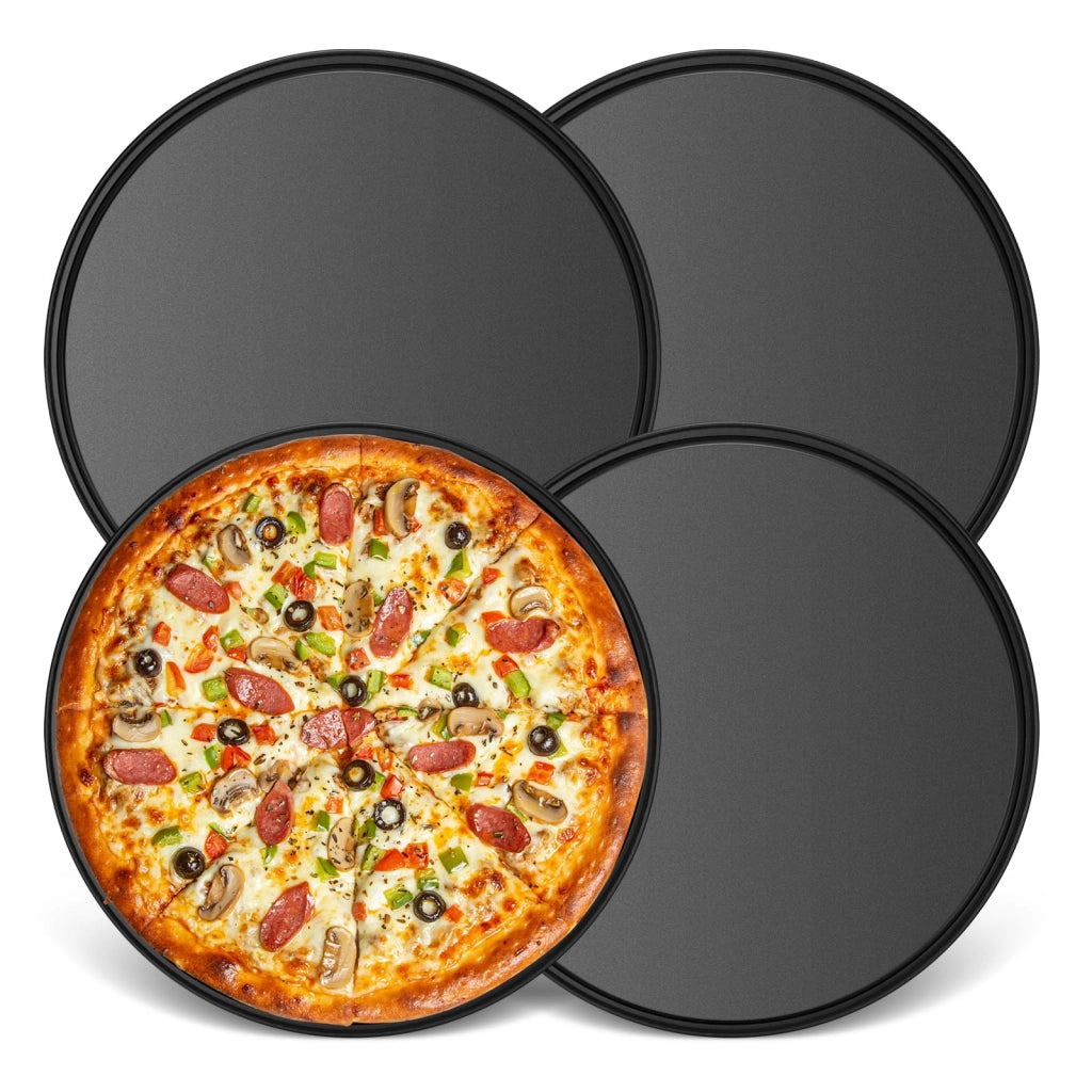 Set di teglie per pizza, 4 pezzi, 26 cm, con rivestimento antiaderente