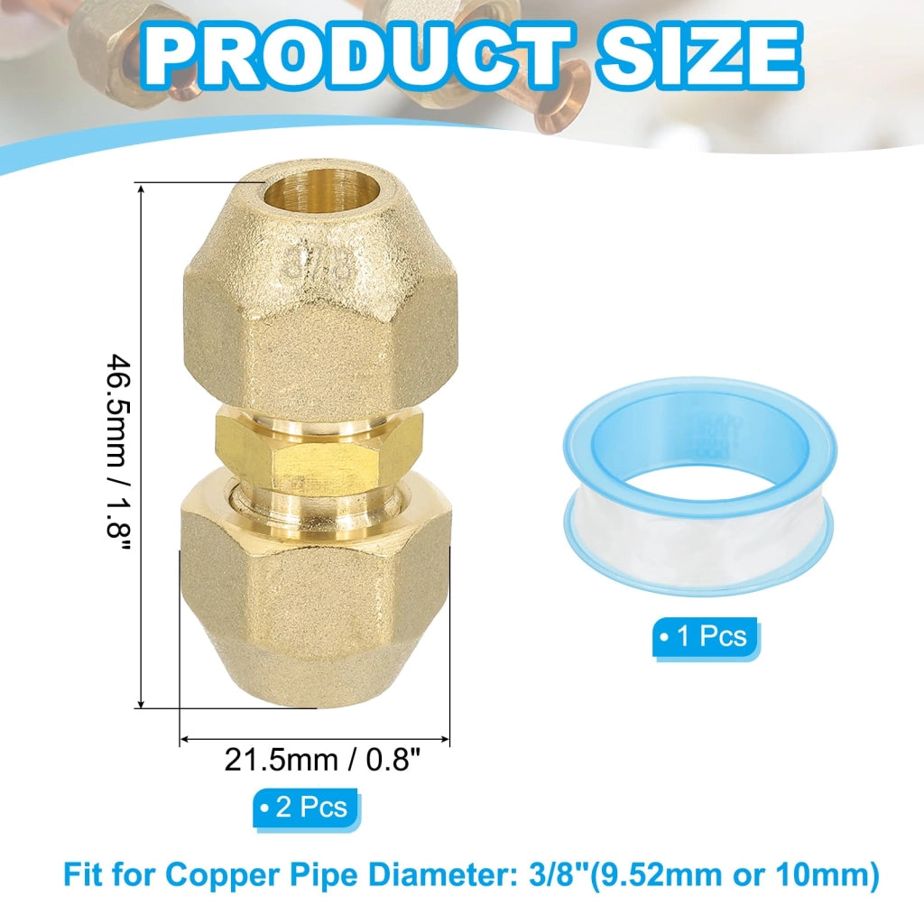 Set di 2 adattatori per giunti in rame senza saldatura, diametro 3/8" (9,52 mm)