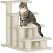 Scala per cani e gatti a 4 gradini 61x41x60 cm in tessuto peluche beige