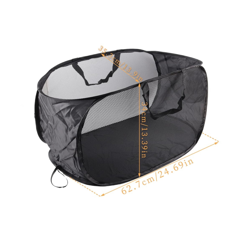 Cesto portabiancheria pieghevole in rete, dimensioni 58x36x36 cm, con maniglie e tasca laterale