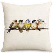 Cuscino, copricuscino 40x40 cm, motivo con uccelli dipinti ad acquerello, in poliestere