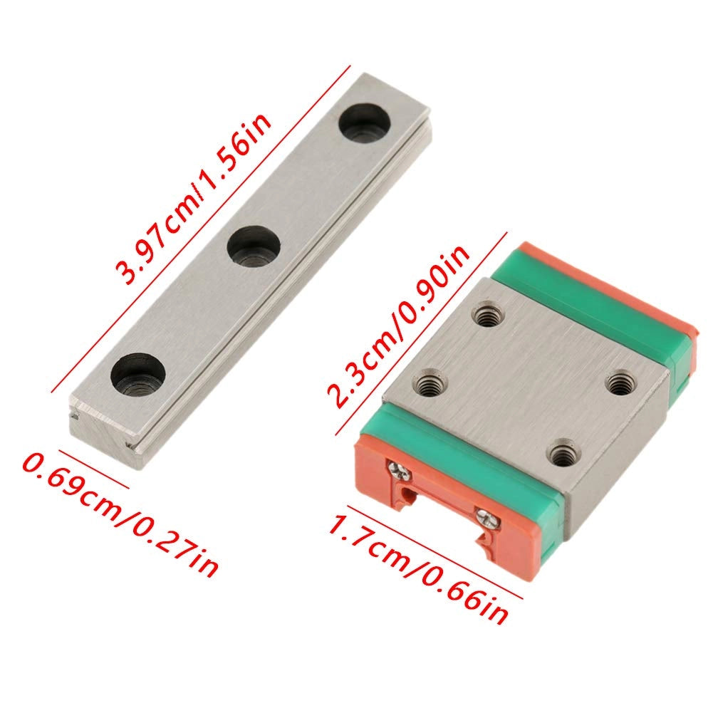 Guida lineare miniaturizzata da 40 mm, larga 7 mm, con blocco scorrevole, per stampanti 3D