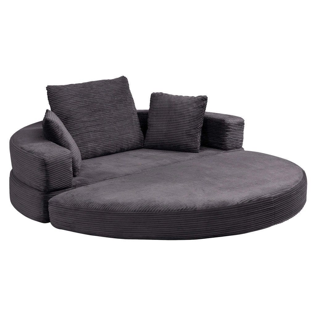 Divano letto pieghevole 2 in 1 173x176 cm in schiuma nero con 3 cuscini