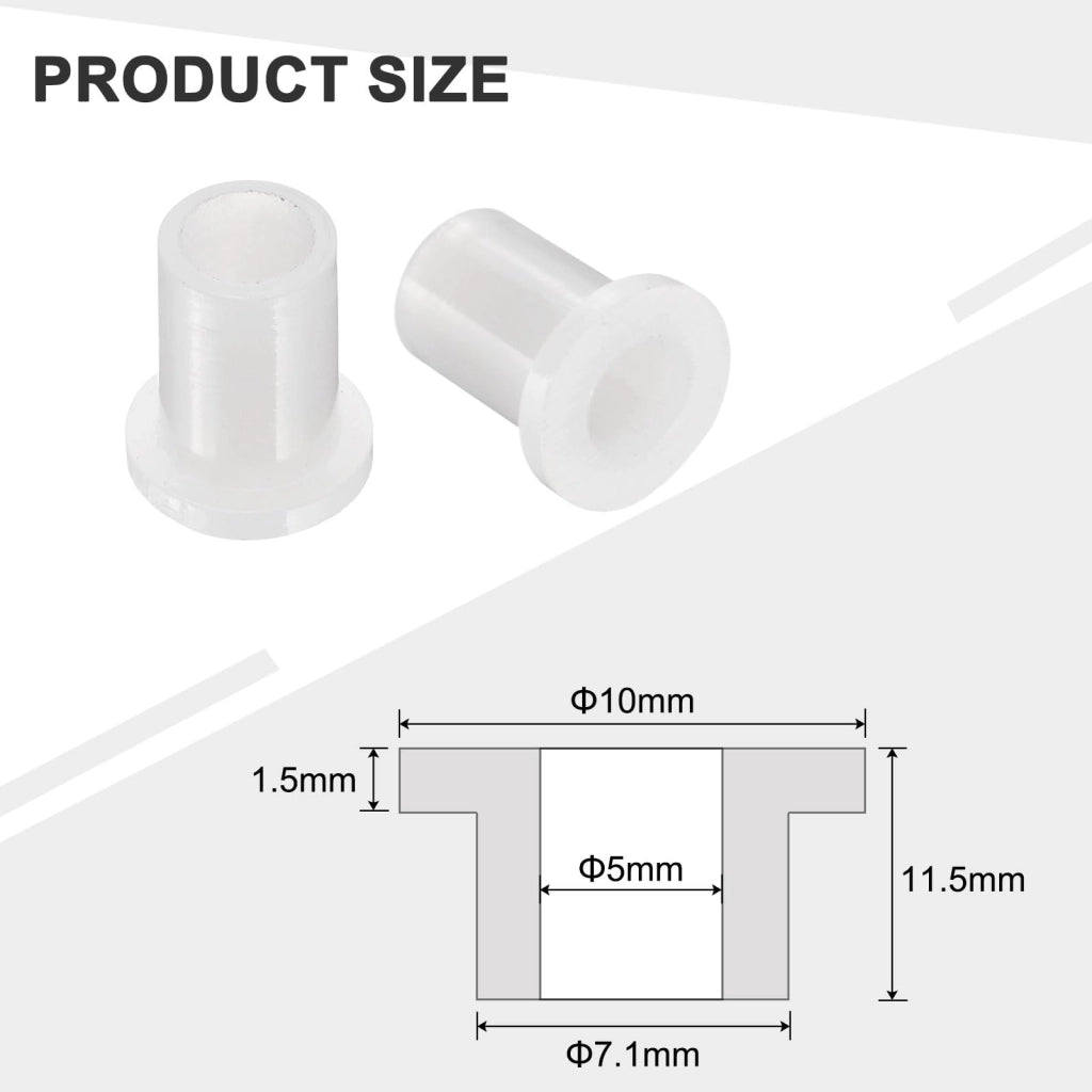 24 manicotti a flangia in nylon, diametro interno 5 mm, diametro esterno 7,1 mm, lunghezza 11,5 mm
