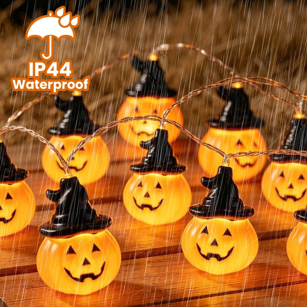 Catena luminosa a tema Halloween, lunghezza 2,3 metri, 20 LED, alimentazione a batteria, impermeabile