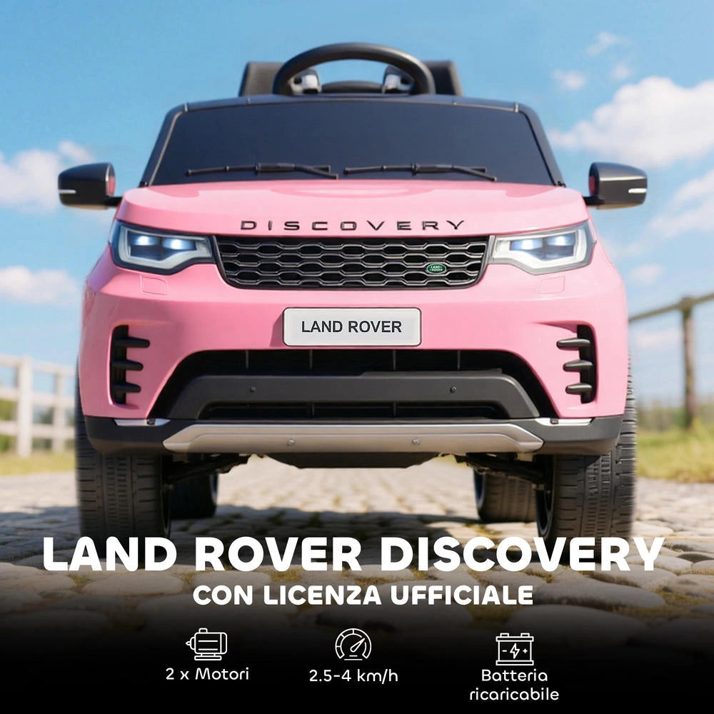 Auto Elettrica per Bambini Licenza Land Rover Discovery con Telecomando e Fari LED, Sospensioni, Rosa, 105x68.5x58 cm
