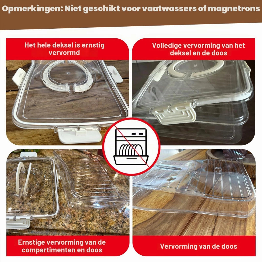 Contenitore per snack con 6 scomparti, coperchio, maniglia e 4 forchette, portatile