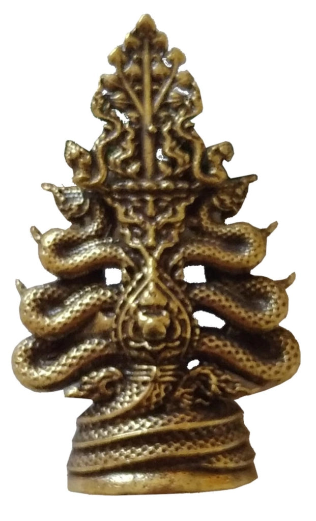 Piccola statuetta in ottone raffigurante un drago e un Buddha, dimensioni 1,2x2,5x3,7 cm, color oro
