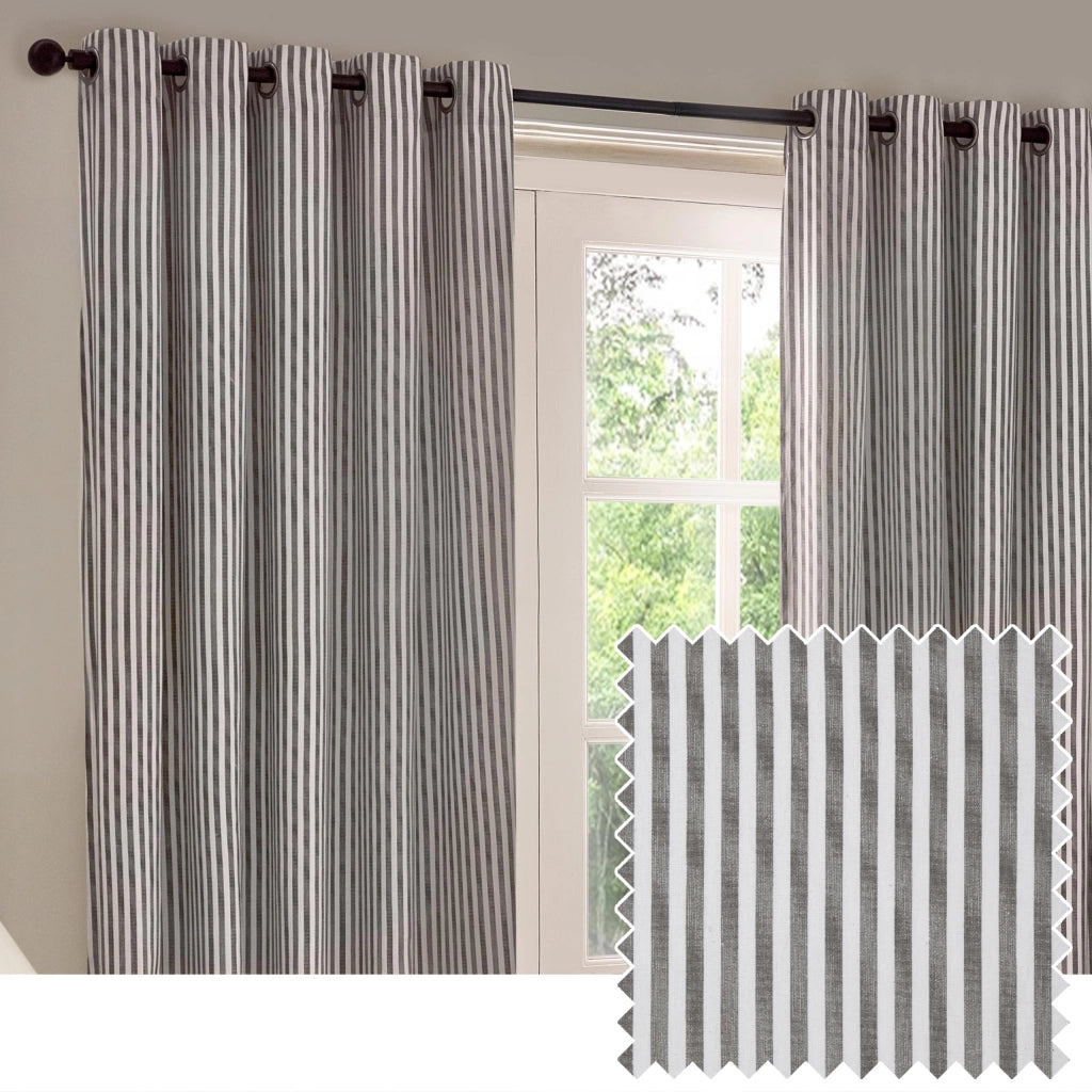 Anelli per tende, confezione da due, grigi, dimensioni 229x137 cm, a righe