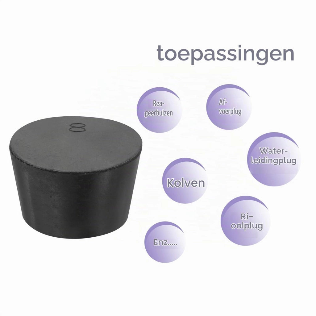 Tappi conici in gomma, da 33 a 41 mm, colore nero, 1 pezzo