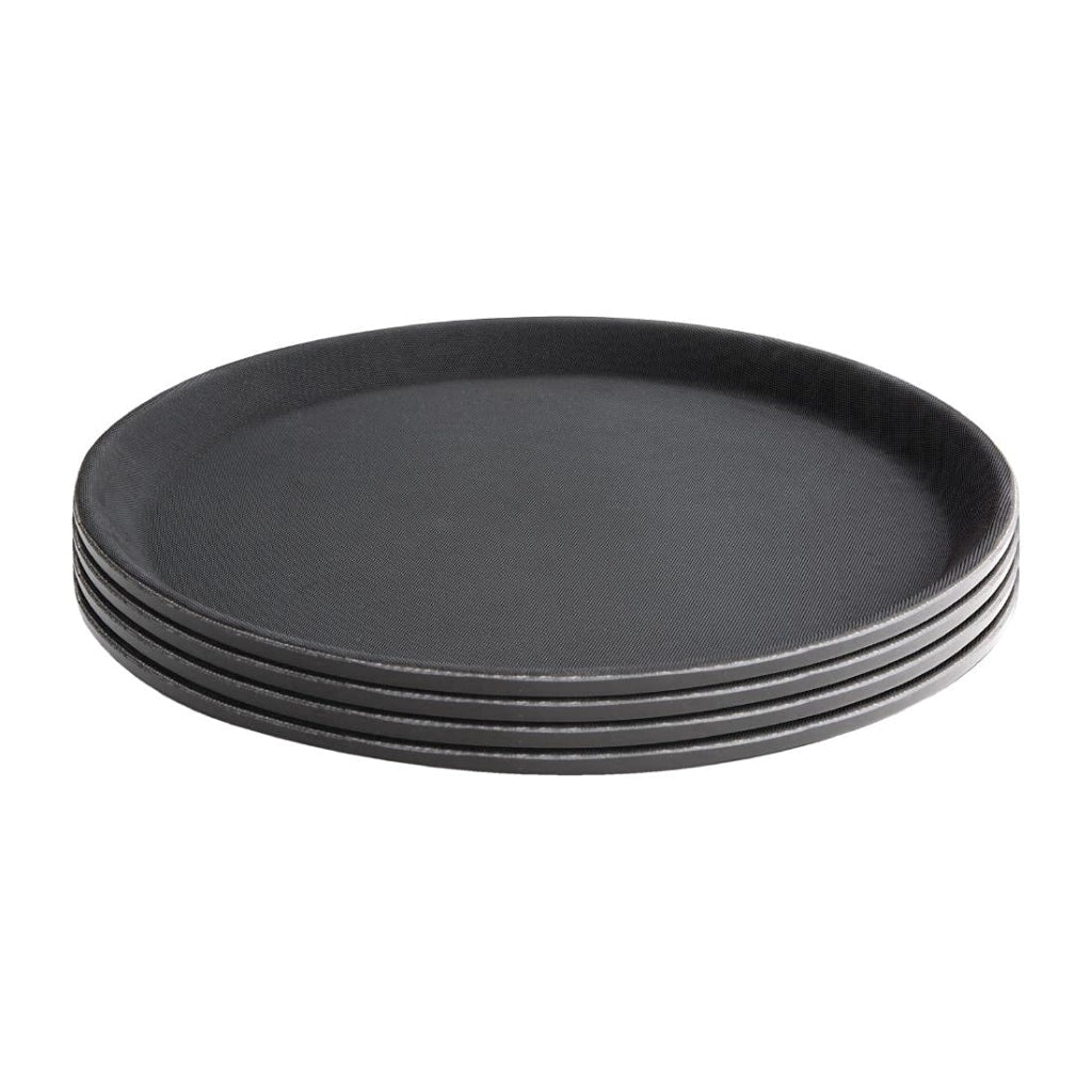 Piattello antiscivolo rotondo in fibra di vetro, colore nero, diametro 40,6 cm
