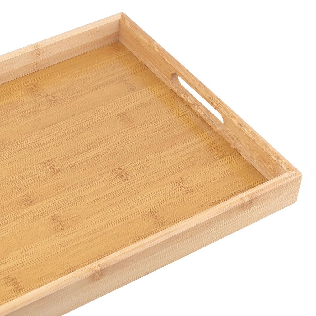 3 vassoi in bambù con maniglie, dimensioni 41x29x5 cm, forma rettangolare
