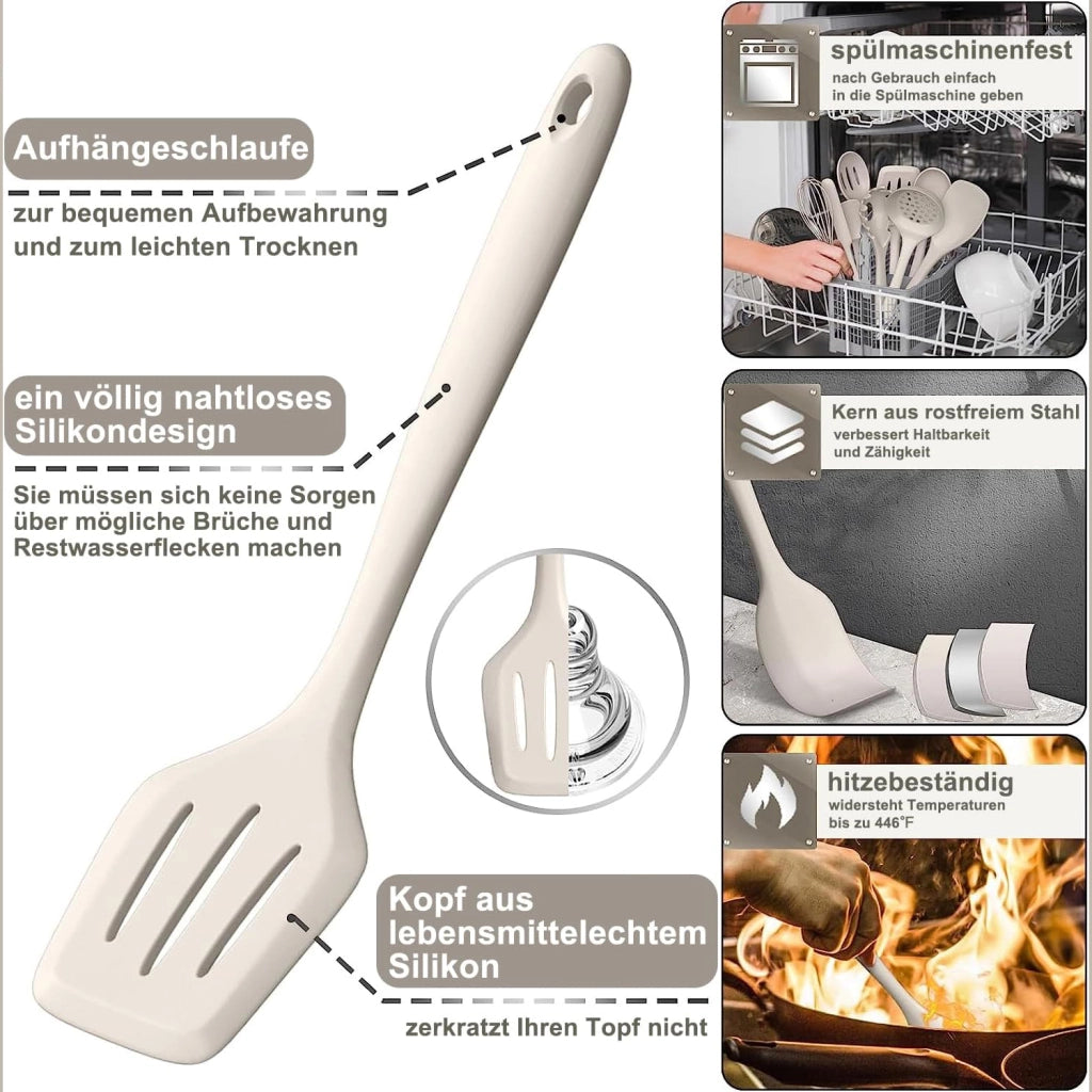 Set di utensili da cucina in silicone, 43 pezzi, color kaki
