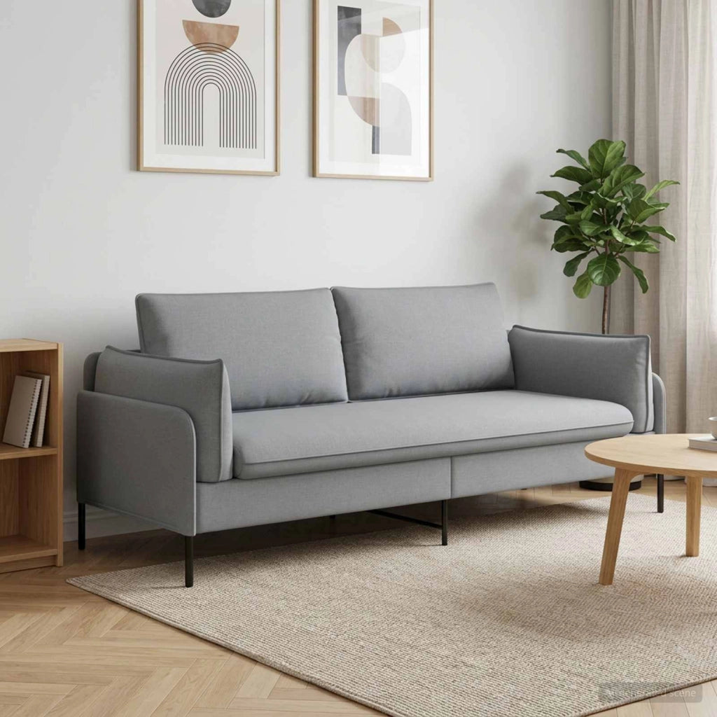 Divano 3-Persone Grigio Chiaro 222 x 81 x 89 cm Tessuto 42048629