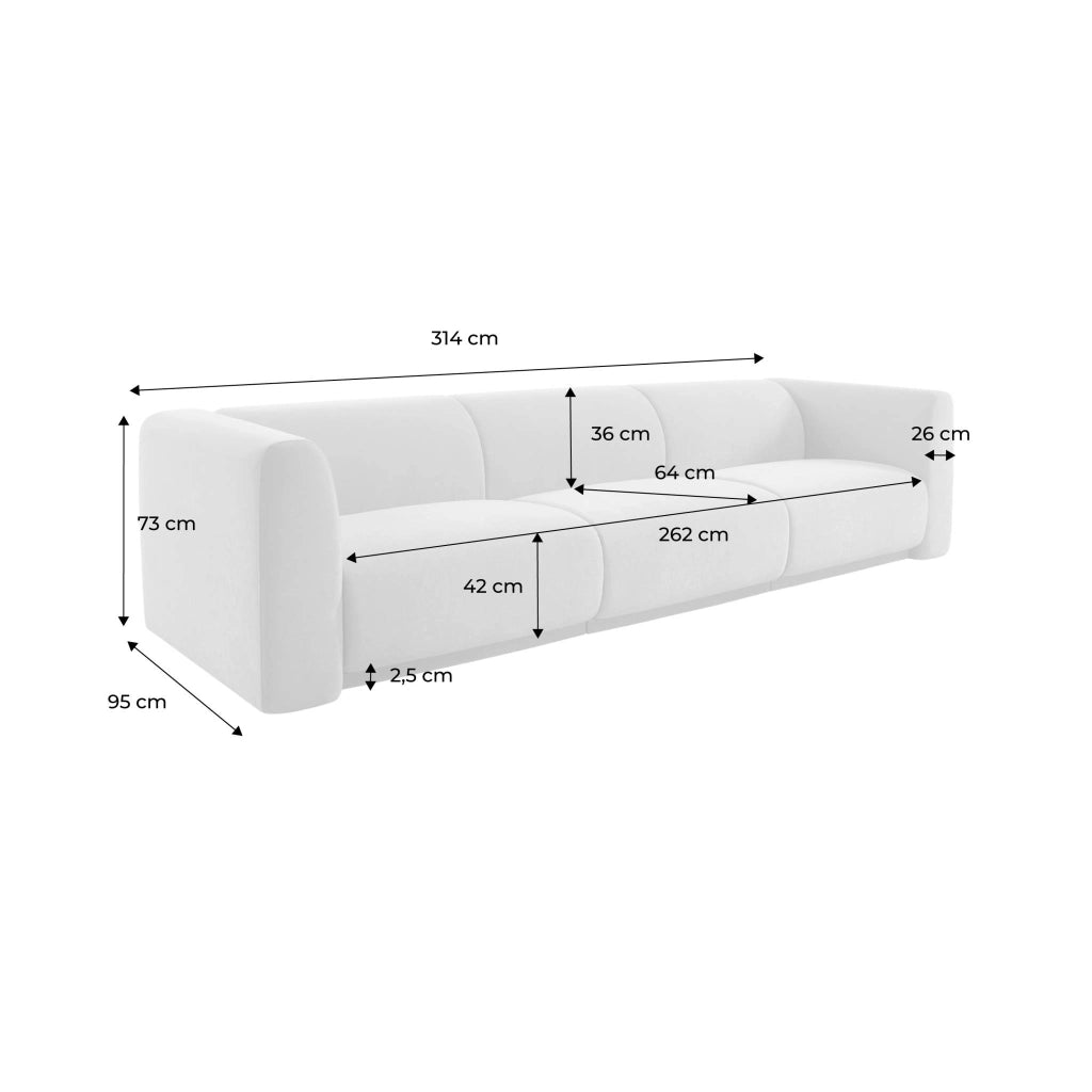 Divano in tessuto, 4 posti, beige