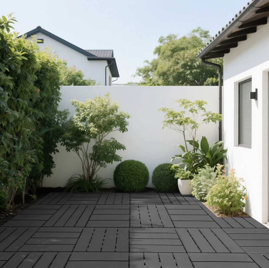 Piastrelle da terrazza ad incastro 30,5 x 30,5 cm grigio scuro 44 pezzi