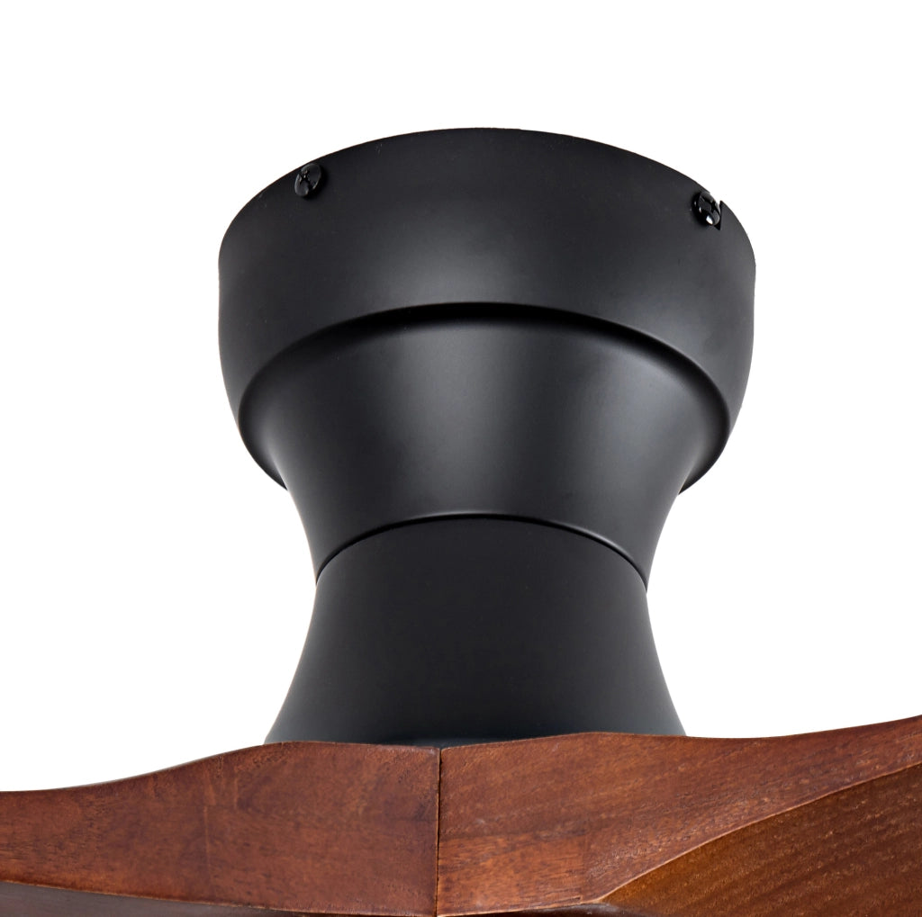 Ventilatore da soffitto con luce 106 cm nero e noce, 6 velocità, telecomando