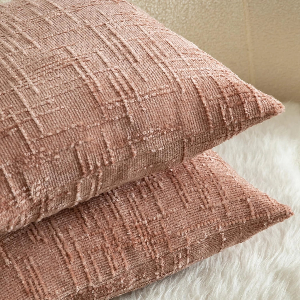 2 federe per cuscini in velluto, 40x40 cm, motivo a nodi di bambù, colore rosa