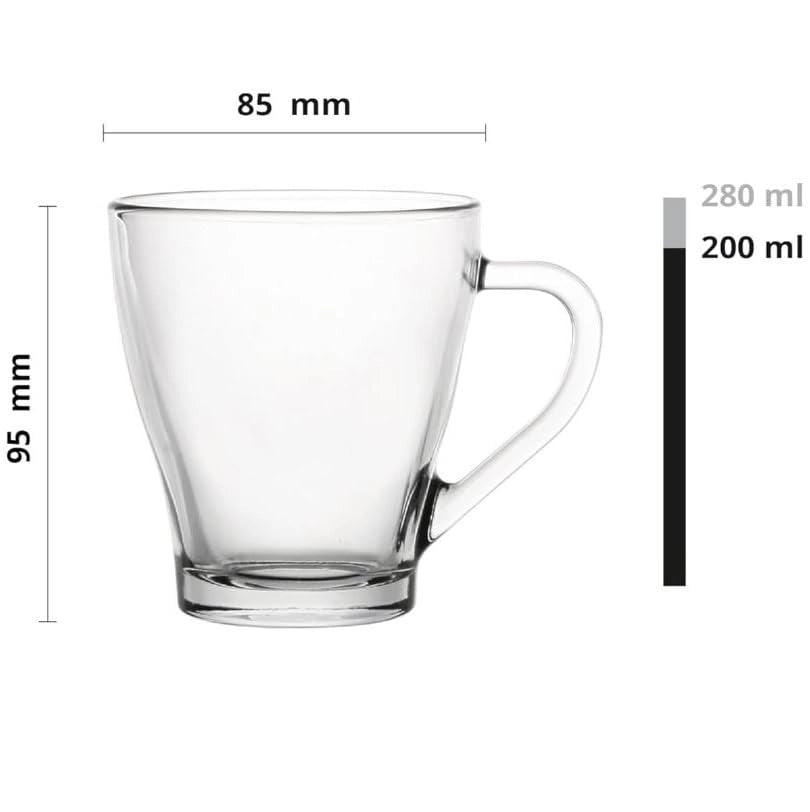 Bicchieri con manico, capacità 280 ml, set da 6 pezzi, ideali per tè, caffè o altre bevande