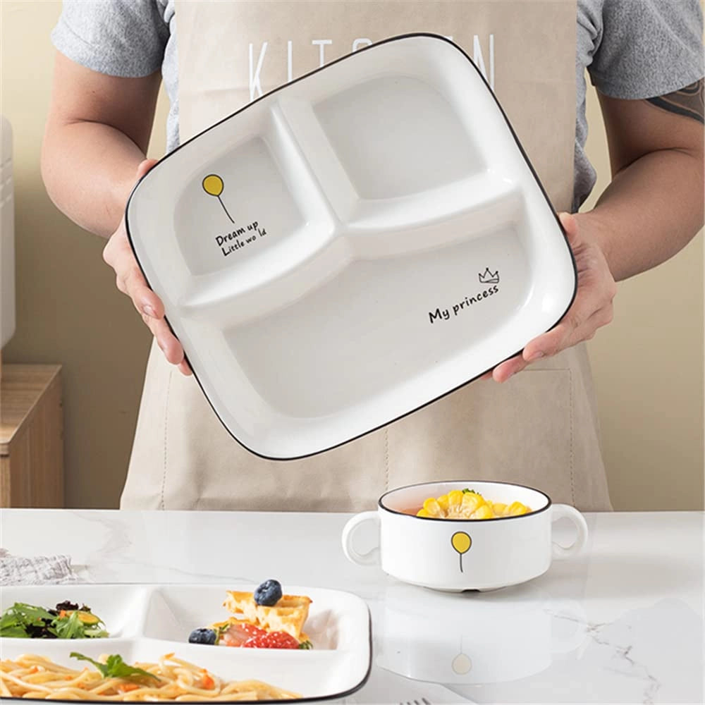 Piatto di servizio in porcellana con 3 scomparti, 25x23x3,5 cm, 1 pezzo