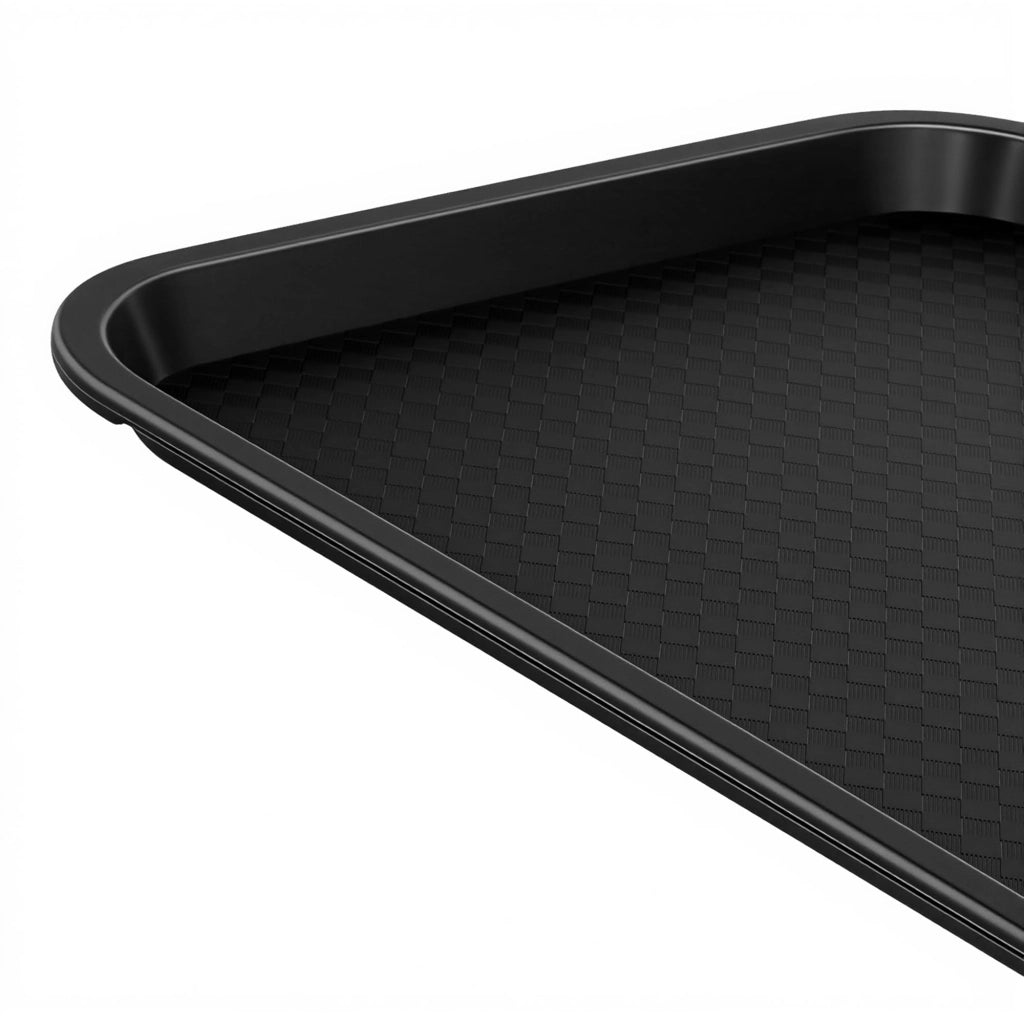 Set di 8 sottopiatti per fast food, rettangolari, neri, dimensioni 35x27x2,3 cm