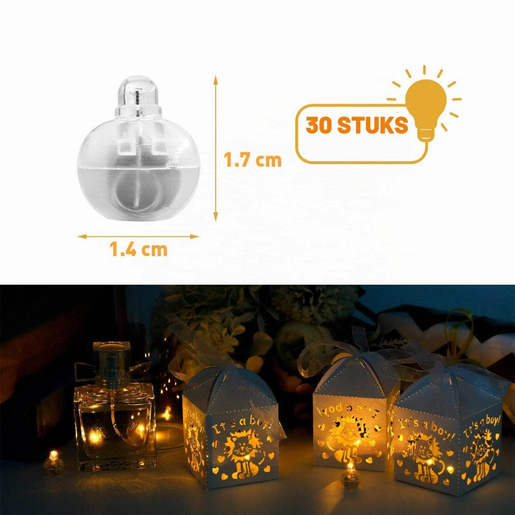 Mini luci a LED a forma di palloncino, colore giallo, confezione da 30 pezzi, diametro 1,4 cm