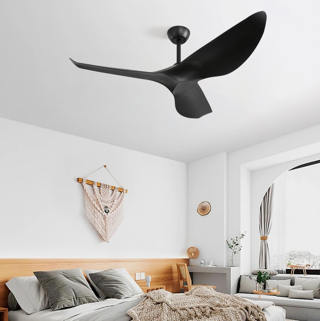 Ventilatore da soffitto 132 cm nero con telecomando e 6 velocità