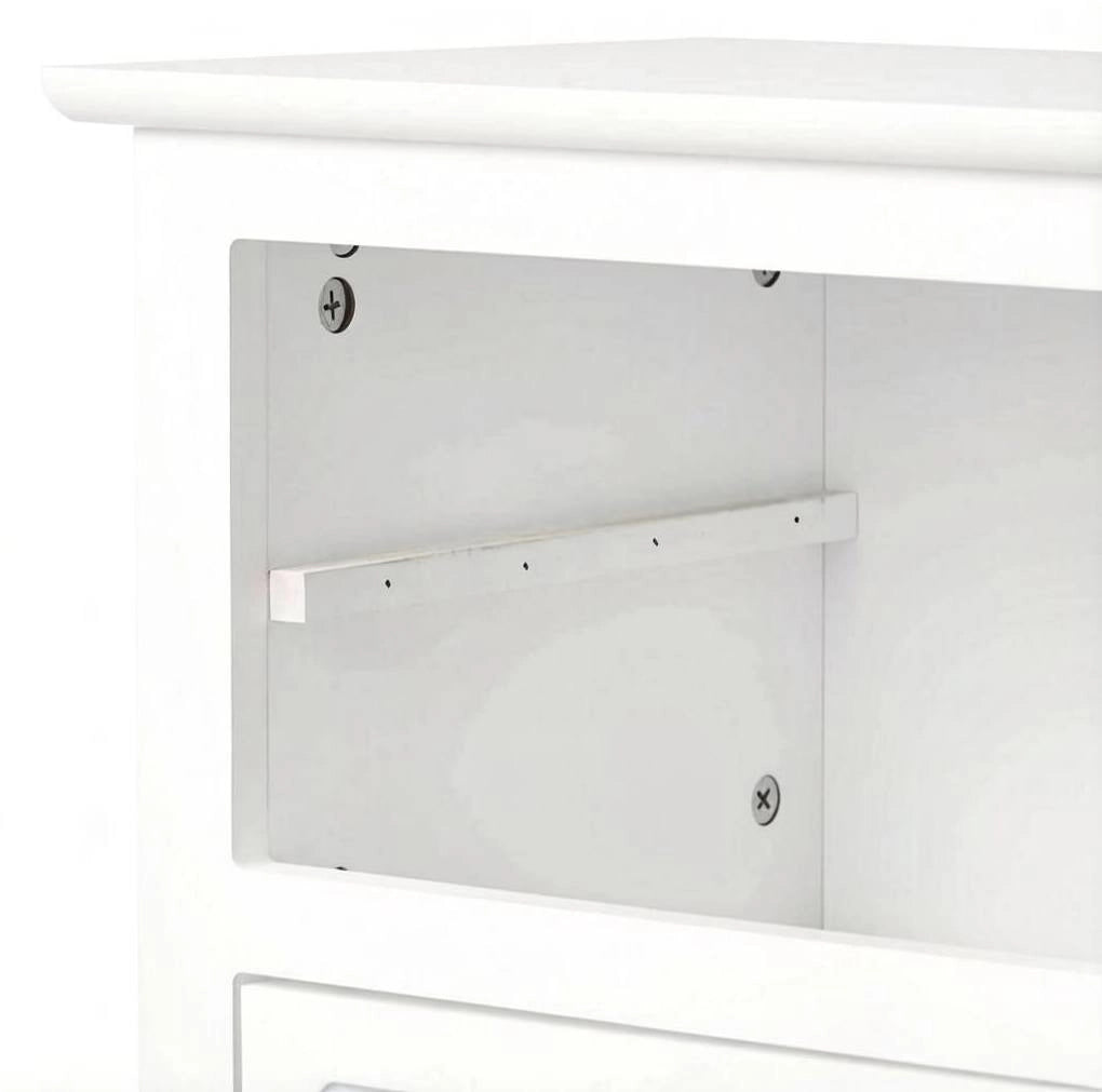 Comodino moderno in MDF bianco con 2 cassetti, 40x60x30 cm