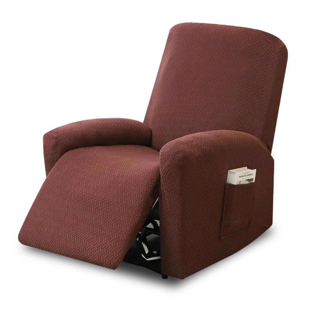 Copertura elastica per poltrona relax, set di 4 pezzi, color marrone scuro