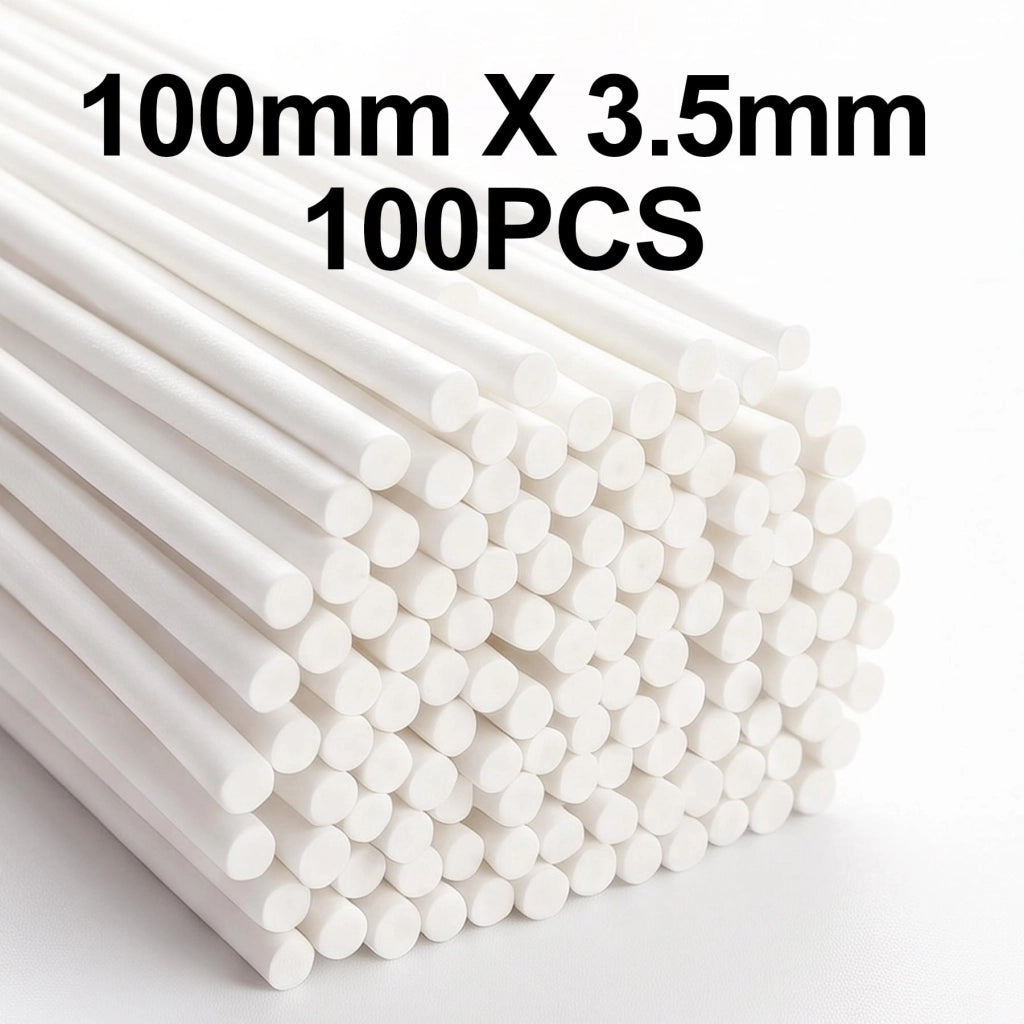 Bastoncini di carta per cake pop, 100 pezzi, 10 cm x 3,5 mm, colore bianco